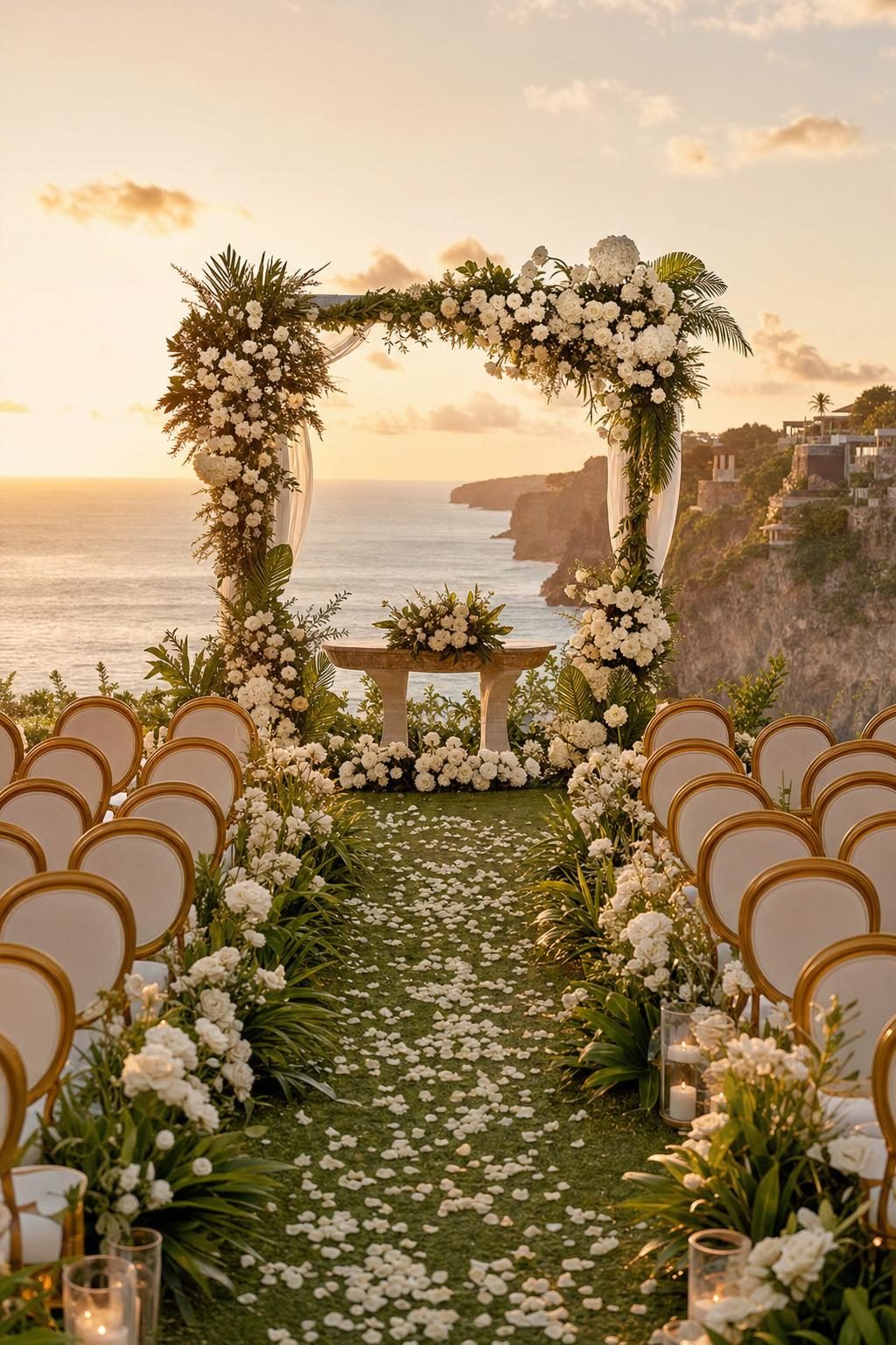 A private Bali villa set up for a small wedding